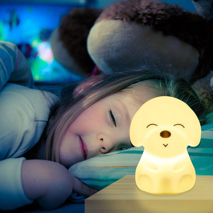 Adorable Portable Dog Night Light for Kids - Touch Control, Color Changing, Rechargeable & Battery Operated!