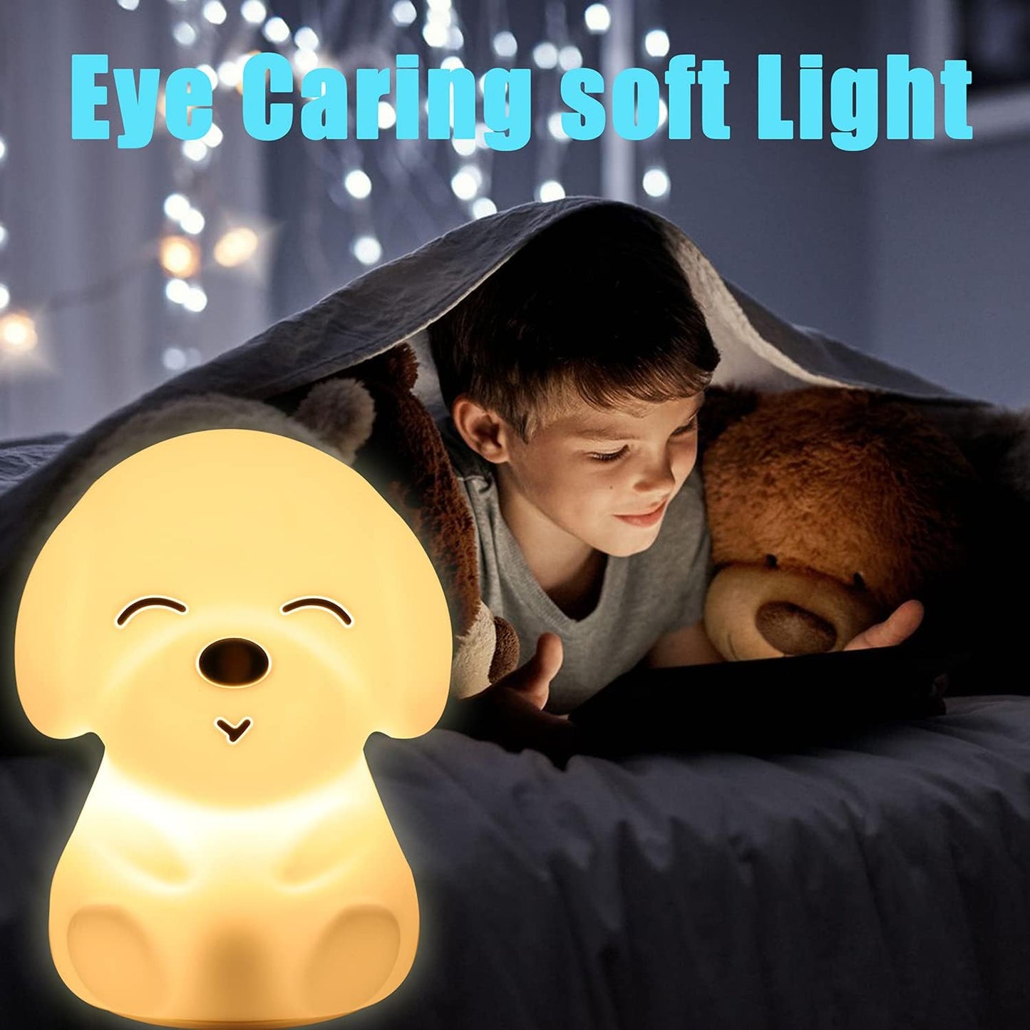 Adorable Portable Dog Night Light for Kids - Touch Control, Color Changing, Rechargeable & Battery Operated!